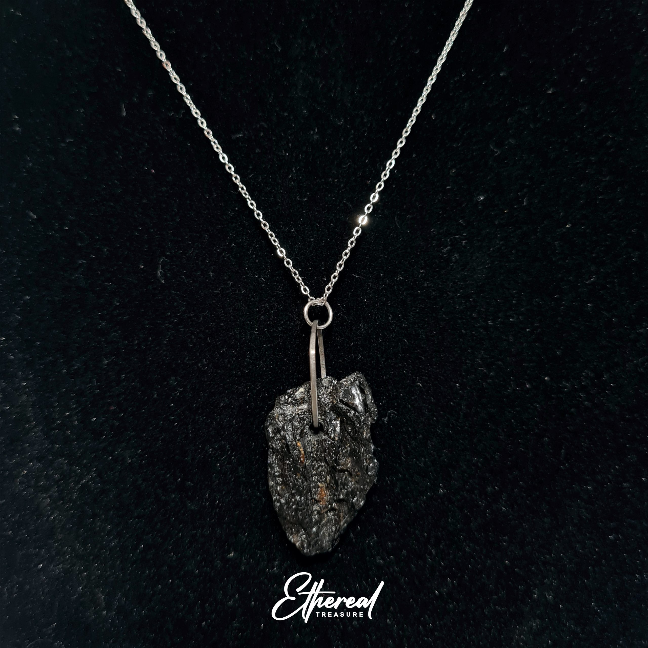 Black Tourmaline - Stainless Steel Chain